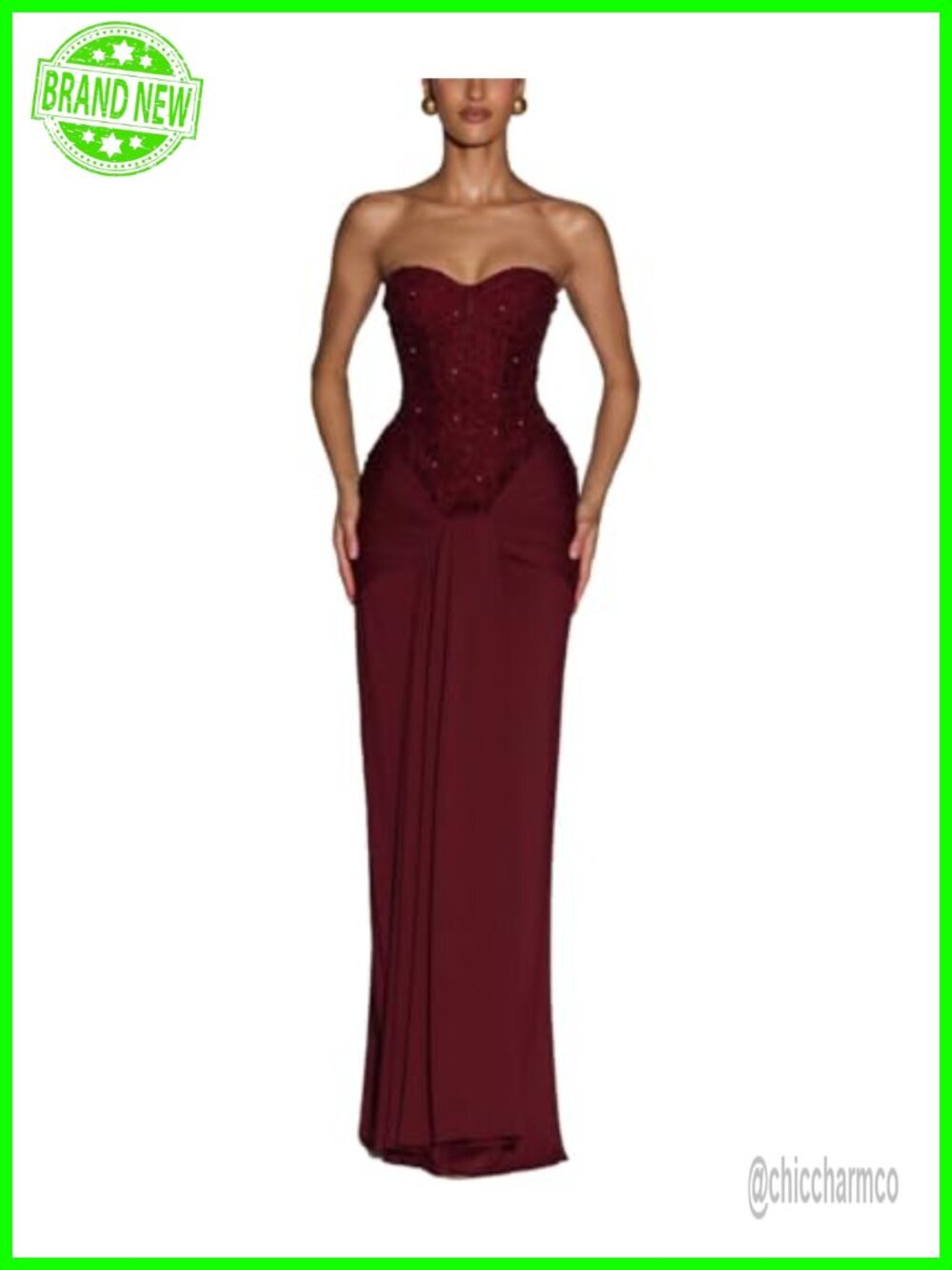 Strapless Sequin Mesh Bodycon Long Formal Dress